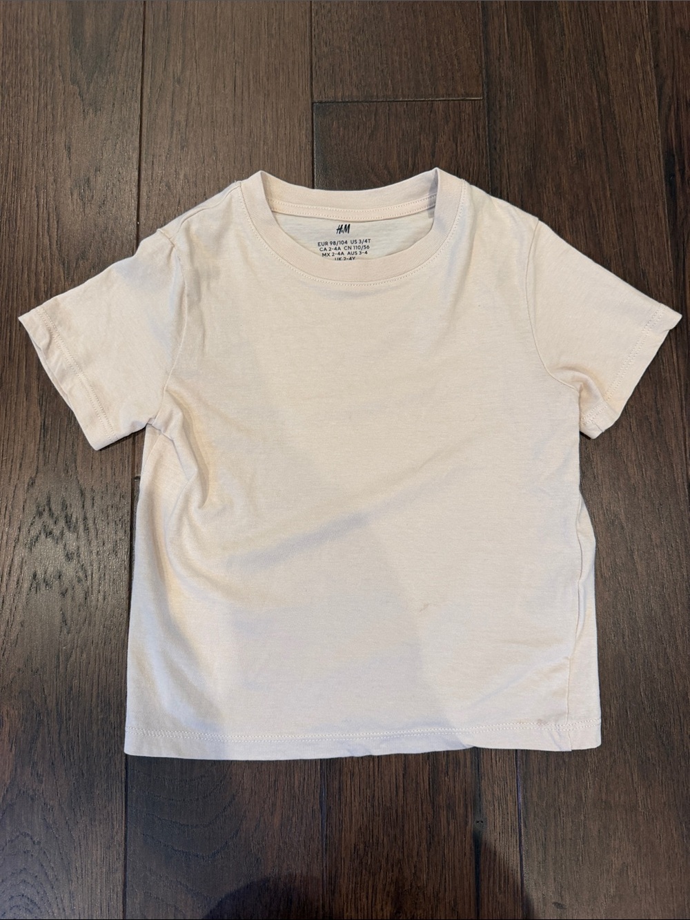 H&M Kids Short Sleeve Tee in Light Cream Size 3/4T - C39-227